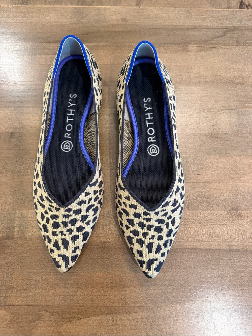 Rothys Leopard The Point Brown Tan Flats Sz 9.5